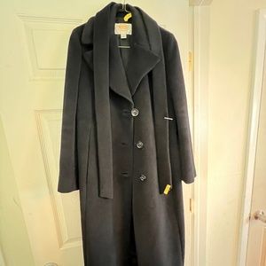 Talbots Petite Size 2 48” Rabbit Hair Wool Plush Black Full Length Coat